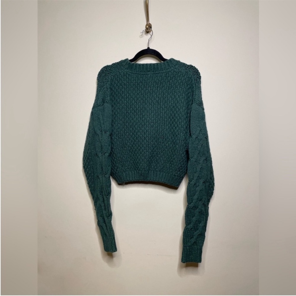 FREE PEOPLE Bonfire Cable Knit Cardigan in Black Forest - Picture 7 of 7